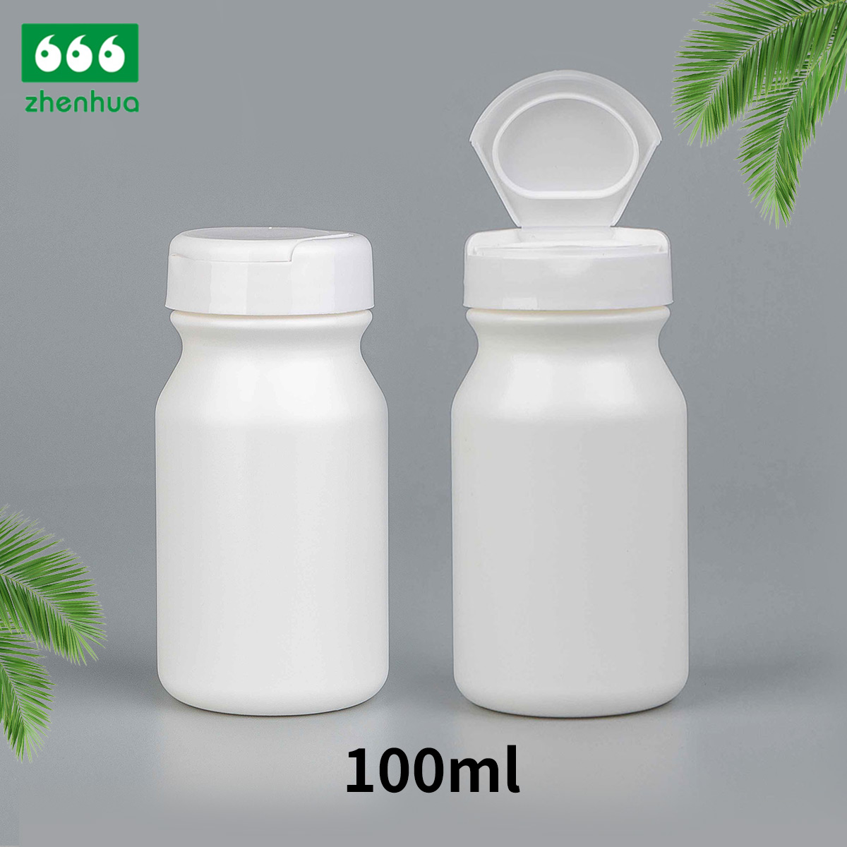 60cc/100cc Cylinder Vitamin Supplement Capsule HDPE Bottle Tablet Vial with White PE Lined Screw Cap