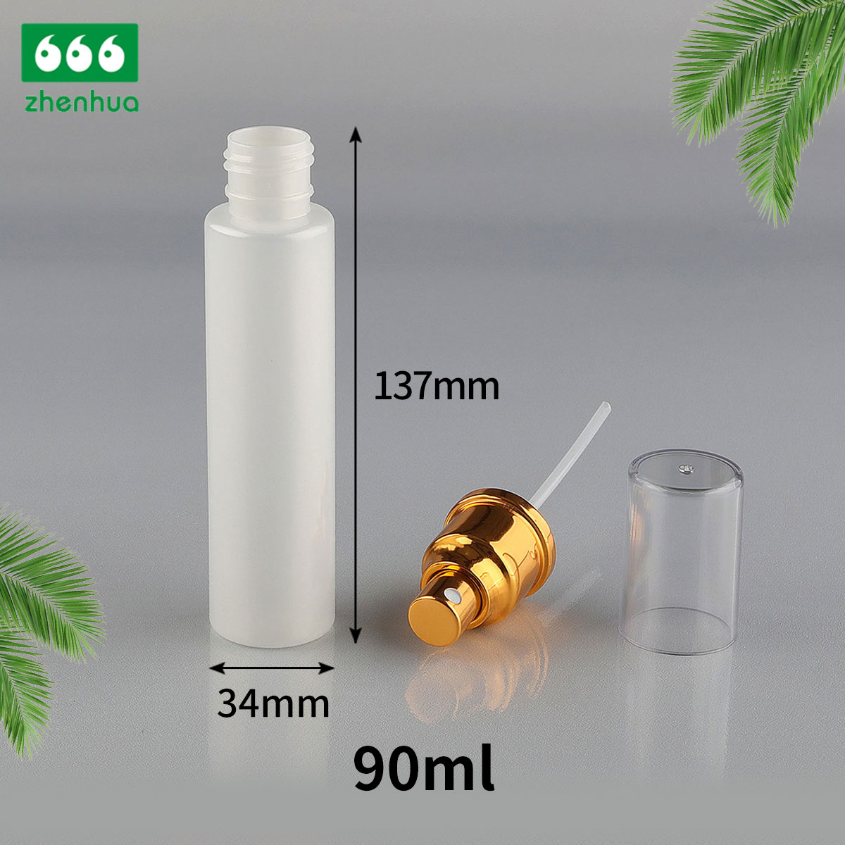 75ml 80ml 90ml Plastic PET/PCR Cylinderical Sterilizing Alcohol Spray Bottle with UV/PE Mist Spray Pump