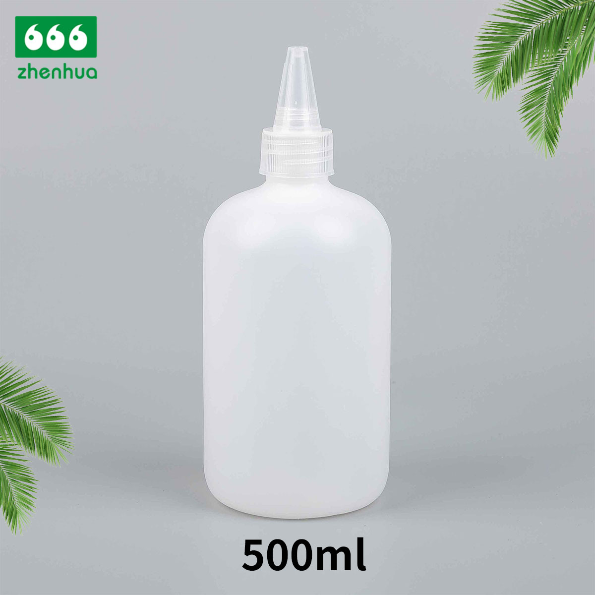 300ml/500ml 10oz/16oz Natural Large Volume Plastic HDPE Round Chemical Liquid Dilution Bottle with Push Pull Cap