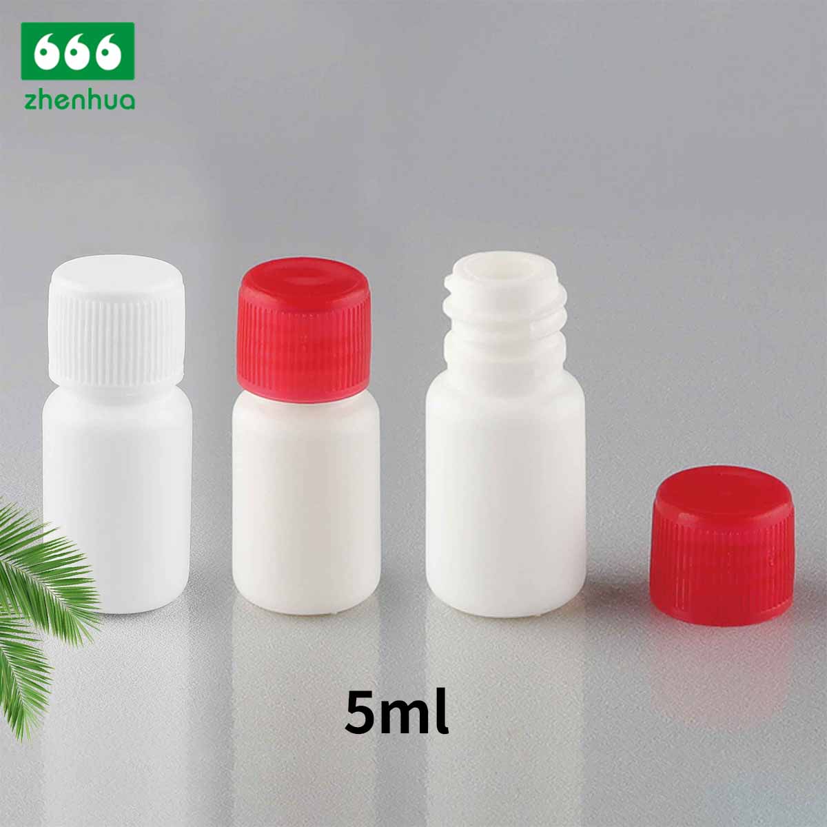 5ml White HDPE Solid Pharmaceutical Powder Bottle with Red PE Lined Screw Cap