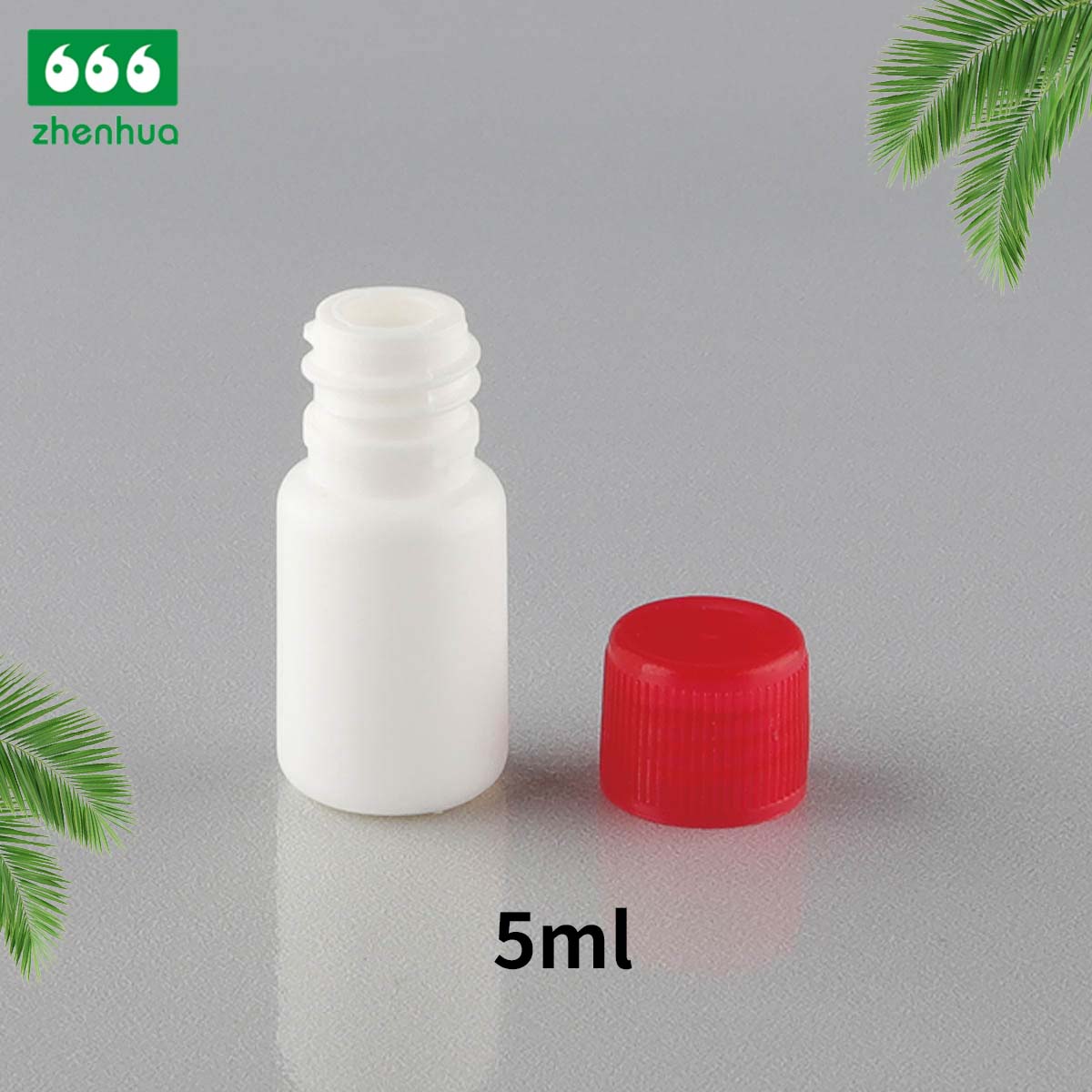 5ml Milky Eco-friendly Plastic HDPE Mini Liquid Packaging Bottle with Red/White Lined Screw Cap