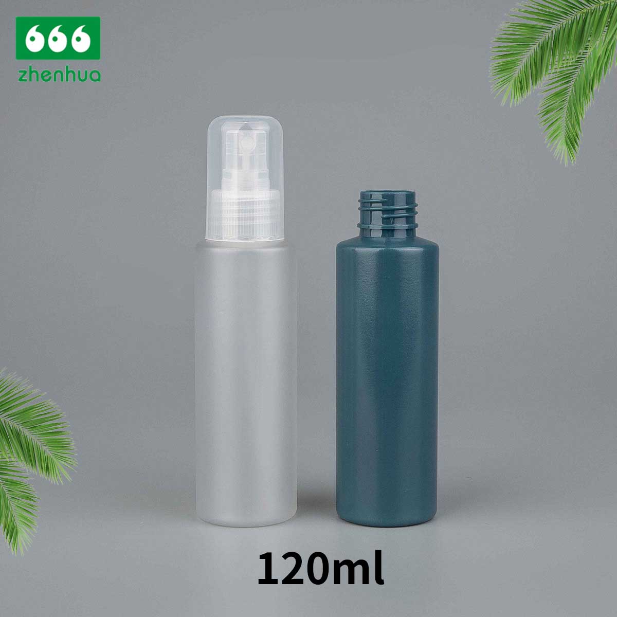 120ml 4oz PET Plastic Frosted Sepia/Clear Cylinder Skin Lotion Spray Bottle with Fine Mist Sprayer