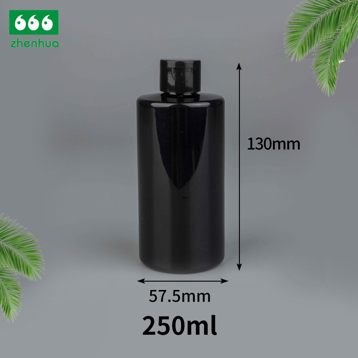 250ml/420ml/500ml 8oz/14oz/16oz Cylinder Transparent Plastic PET Large Volume Bottle for Shampoo Packaging with Black Flip Top Cap