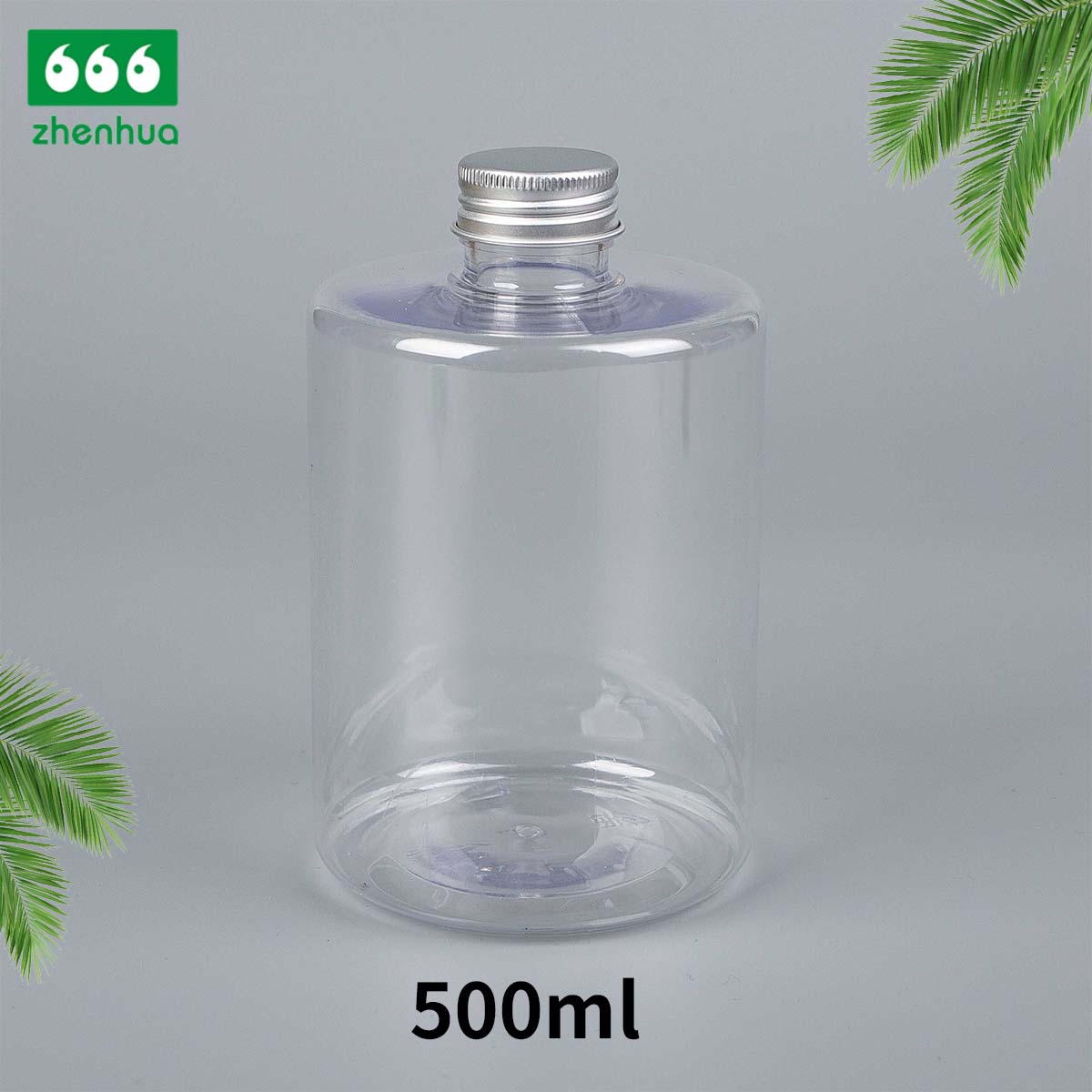 420ml/500ml 14oz/16oz Clear Plastic PET Cylinderical Daily Chemicals Liquid Bottle with White Ribbed Smooth Cap/CRC