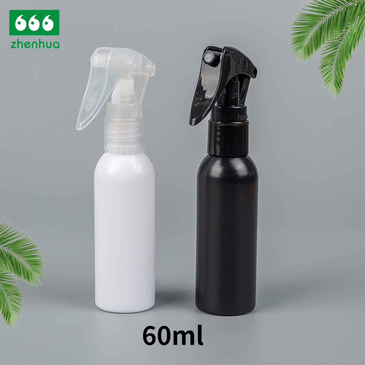 60ml/120ml/240ml 2oz/4oz/8oz Black/White/Silver Plastic HDPE Bullet Bottle with Mini Trigger Sprayer for Household Cleaning