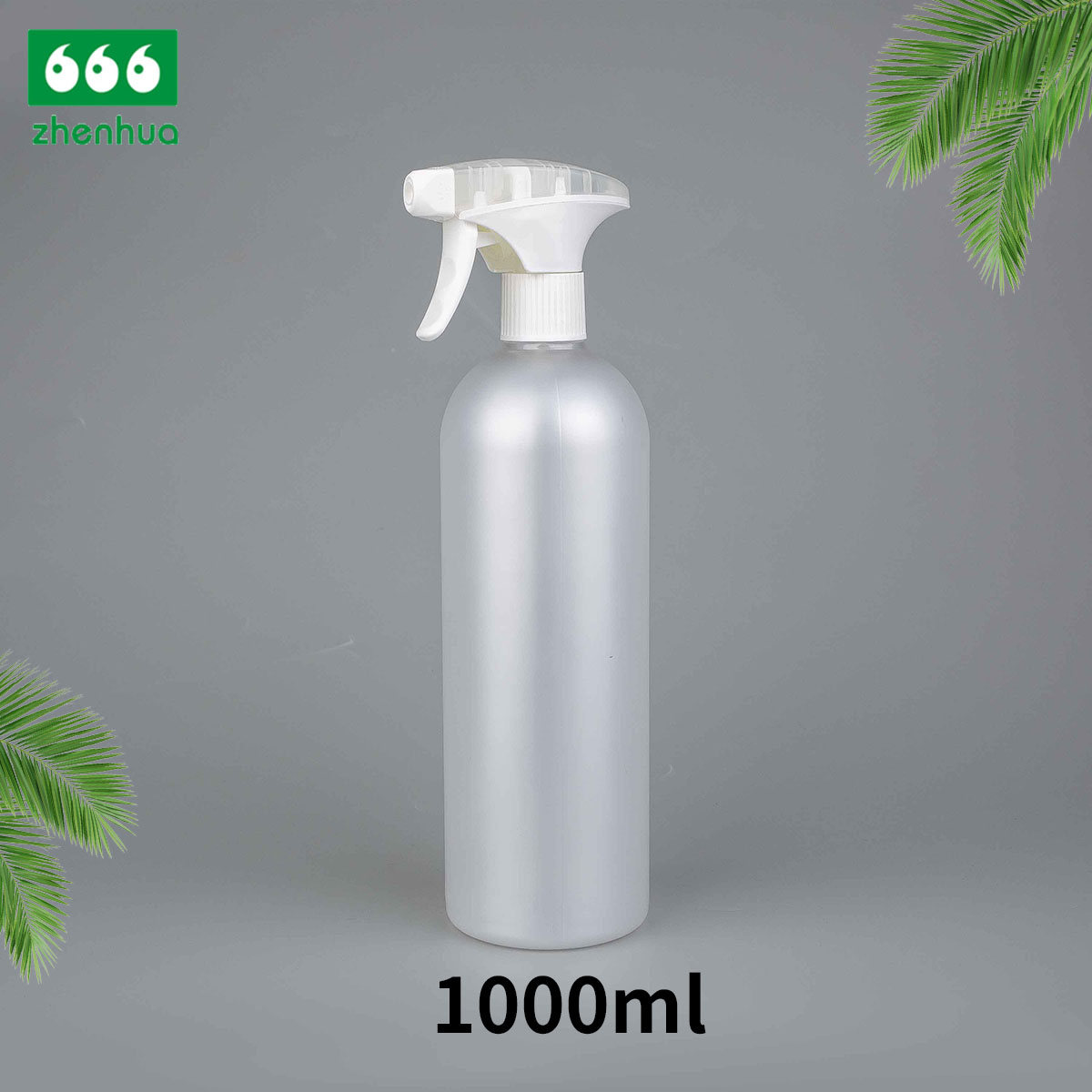 28/410 Finish 1000ml 32oz Plastic PET Large Volume Transparent/Matte Round Bottle with Mist Spray Trigger Pump