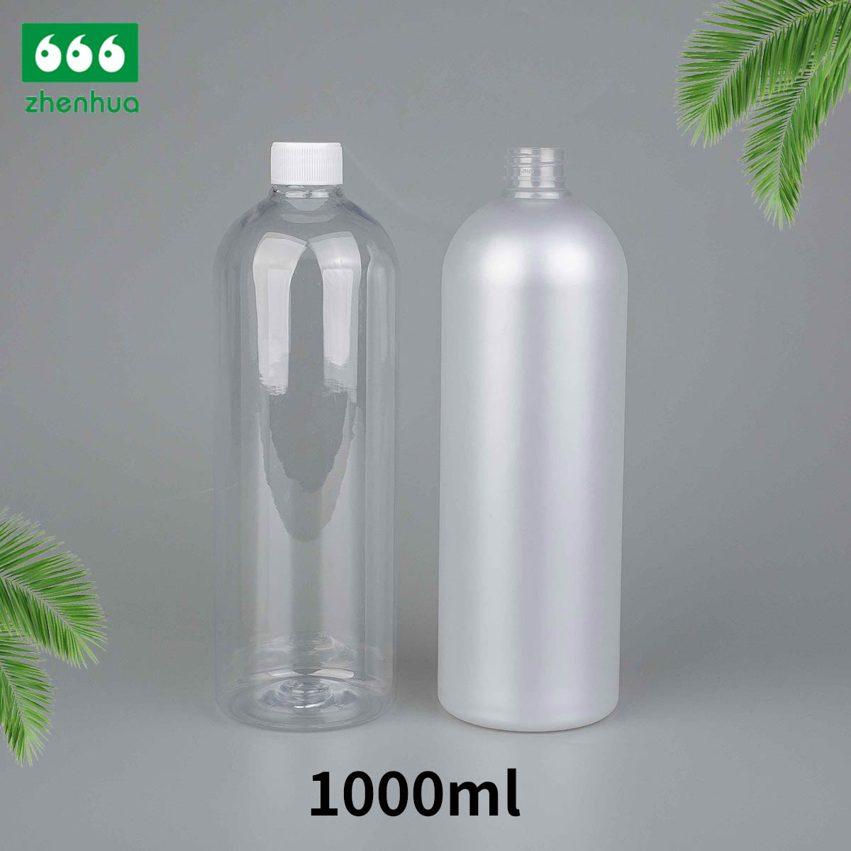 32oz 1000ml Transparent/Matte Plastic PET Large Volume Bottle for Liquid Packaging with PE Screw Cap/Silver Alumnium Cap