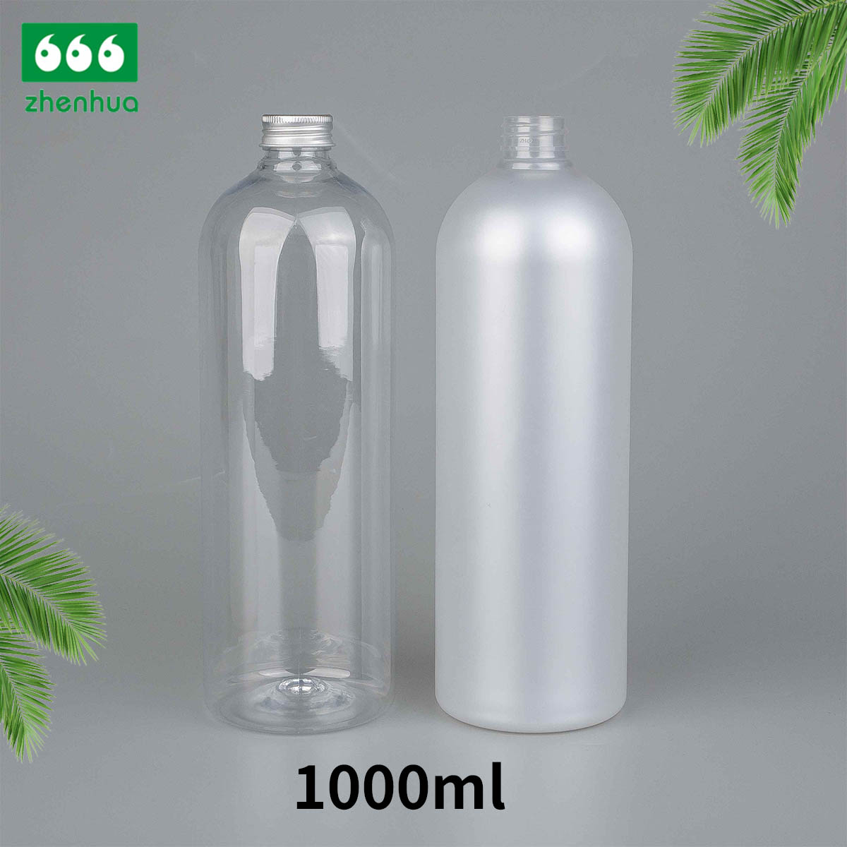 32oz 1000ml Transparent/Matte Plastic PET Large Volume Bottle for Liquid Packaging with PE Screw Cap/Silver Alumnium Cap