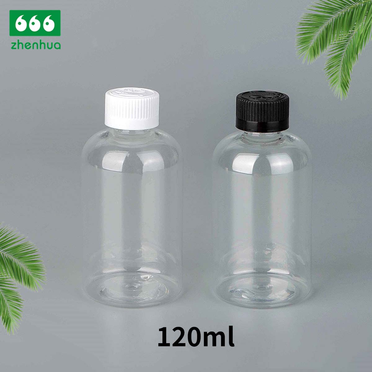 60ml 120ml 500ml 2oz 4oz 16oz Clear/Pale Green/Amber Plastic PET BOSTON Round Make-up Remover Bottle with White Ribbed Smooth Cap