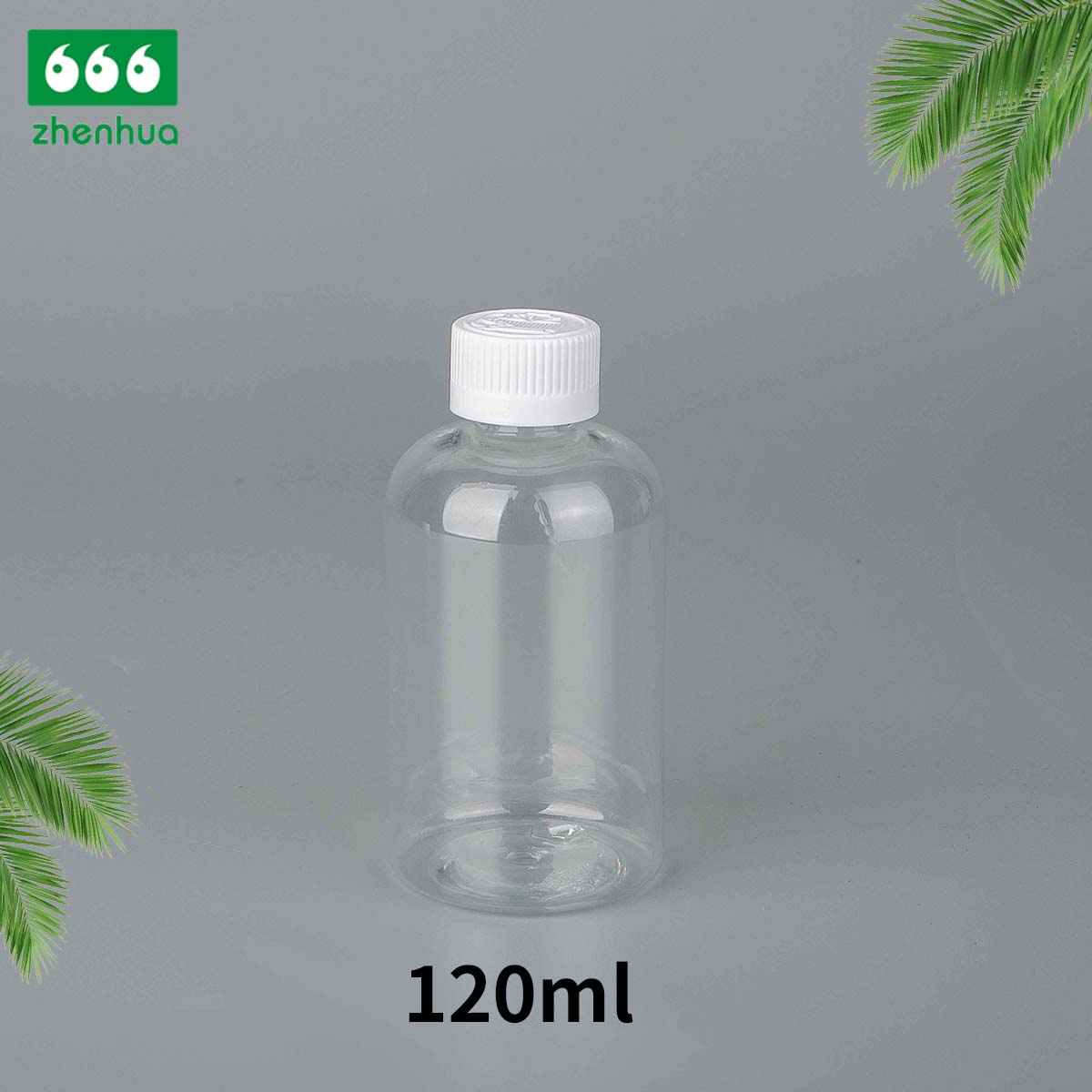 60ml 120ml 500ml 2oz 4oz 16oz Clear/Pale Green/Amber Plastic PET BOSTON Round Make-up Remover Bottle with White Ribbed Smooth Cap