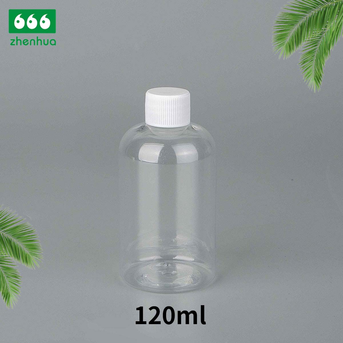 60ml 120ml 500ml 2oz 4oz 16oz Clear/Pale Green/Amber Plastic PET BOSTON Round Make-up Remover Bottle with White Ribbed Smooth Cap