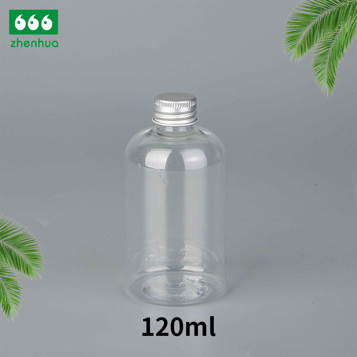 60ml 120ml 500ml 2oz 4oz 16oz Clear/Pale Green/Amber Plastic PET BOSTON Round Make-up Remover Bottle with White Ribbed Smooth Cap