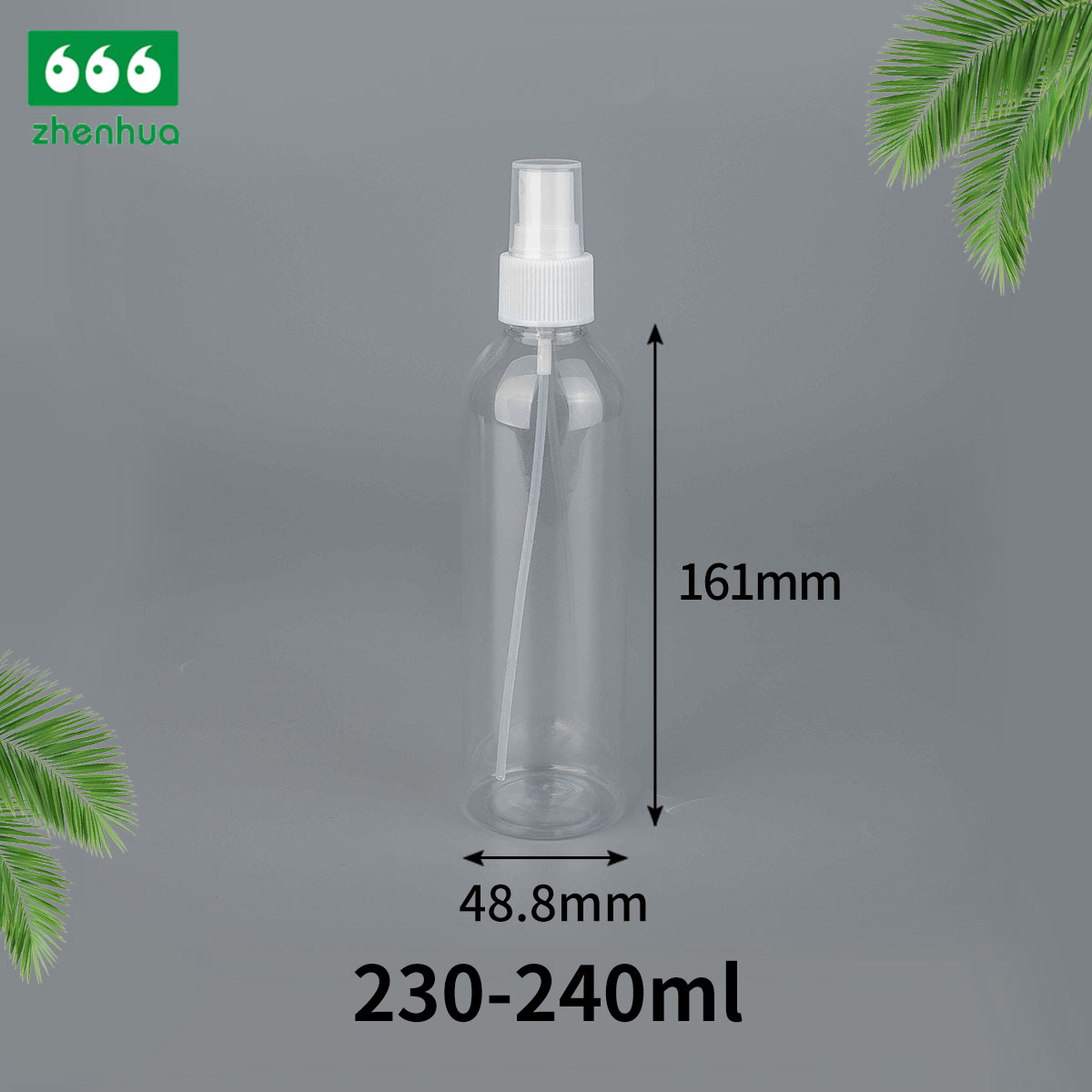 240ml 250ml 500ml Transparent Large Volume Plastic PET Bullet Mist Spray Bottle for Personal Care Liquid Packaging Using