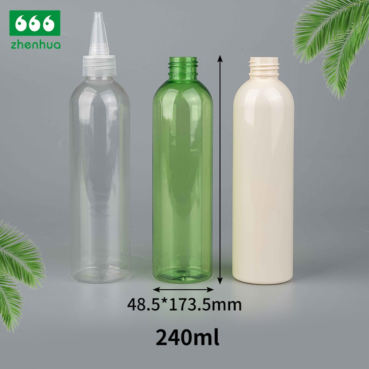 100ml 120ml 240ml 3oz 4oz 8oz Clear/Blue/Green Plastic PET Round Baby Wash Bottle with Disc Top Cap/Turret Flip Cap