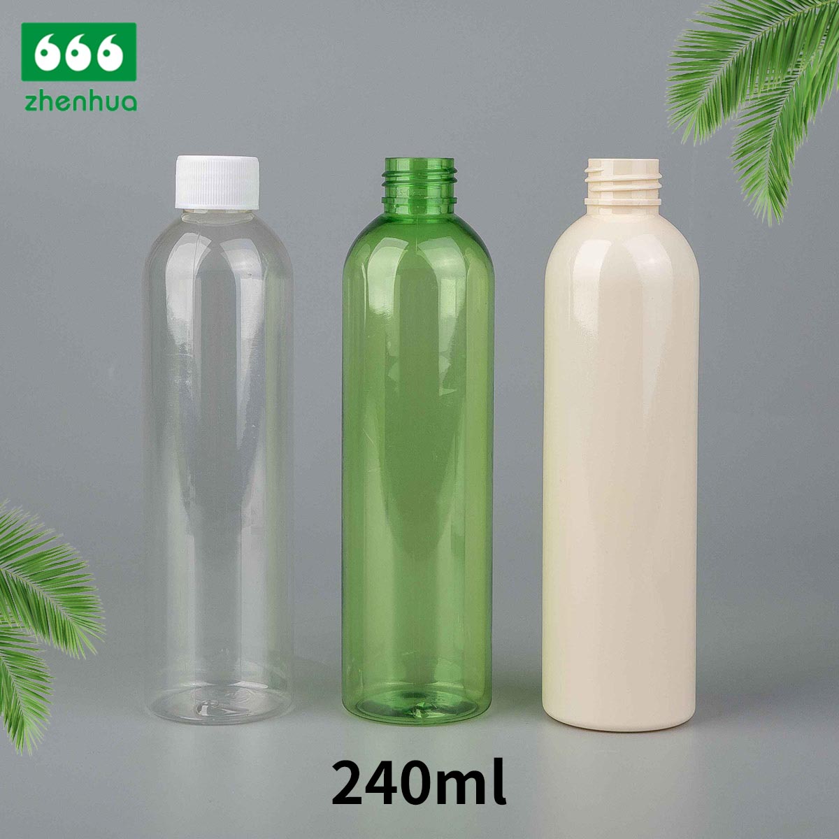 100ml/120ml/240ml 3oz/4oz/8oz Slim Tall BPA-free Plastic PET/PCR Clear/Translucent Green or Blue Dai;y Chemicals Bottle with PE Lined Screw Cap