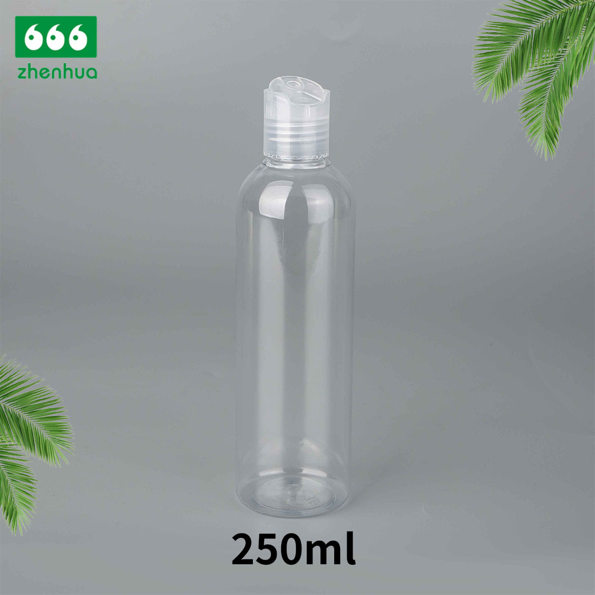 250ml/300ml/500ml 8oz/10oz/16oz Plastic PET Transparent Round Squeezable Gel Bottle with Nozzle Spout Cap