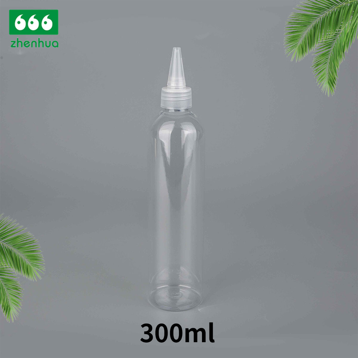 250ml/300ml/500ml 8oz/10oz/16oz Plastic PET Transparent Round Squeezable Gel Bottle with Nozzle Spout Cap