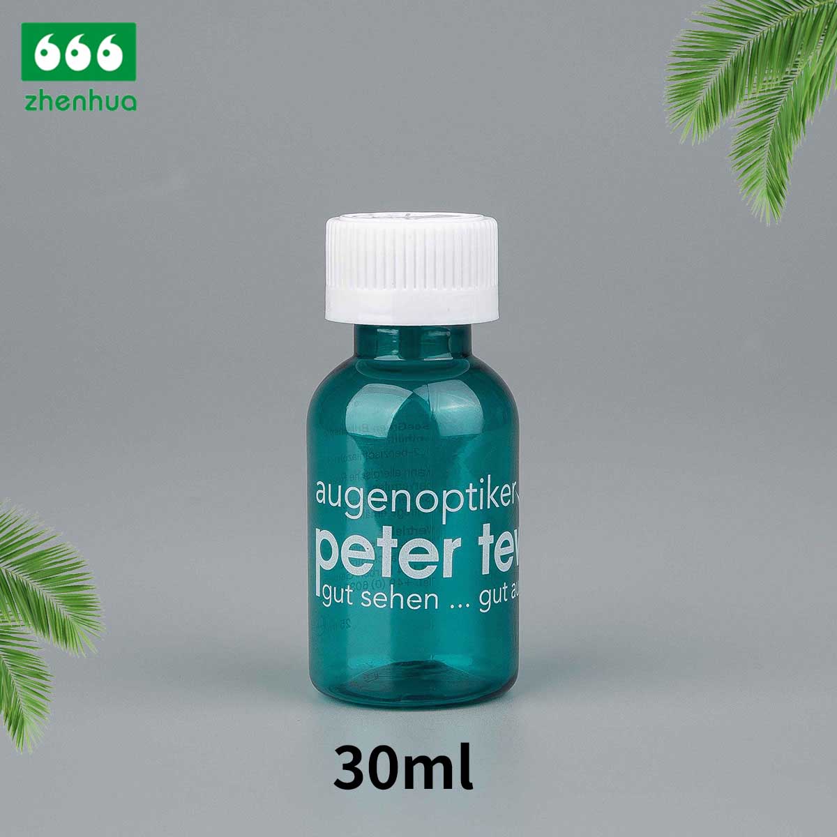 30ml 1oz Transparent /Dark Blue/Mint Green/Orange Plastic PET Mini Round Liquid Sample Bottle with White/Black Child Resistant Cap