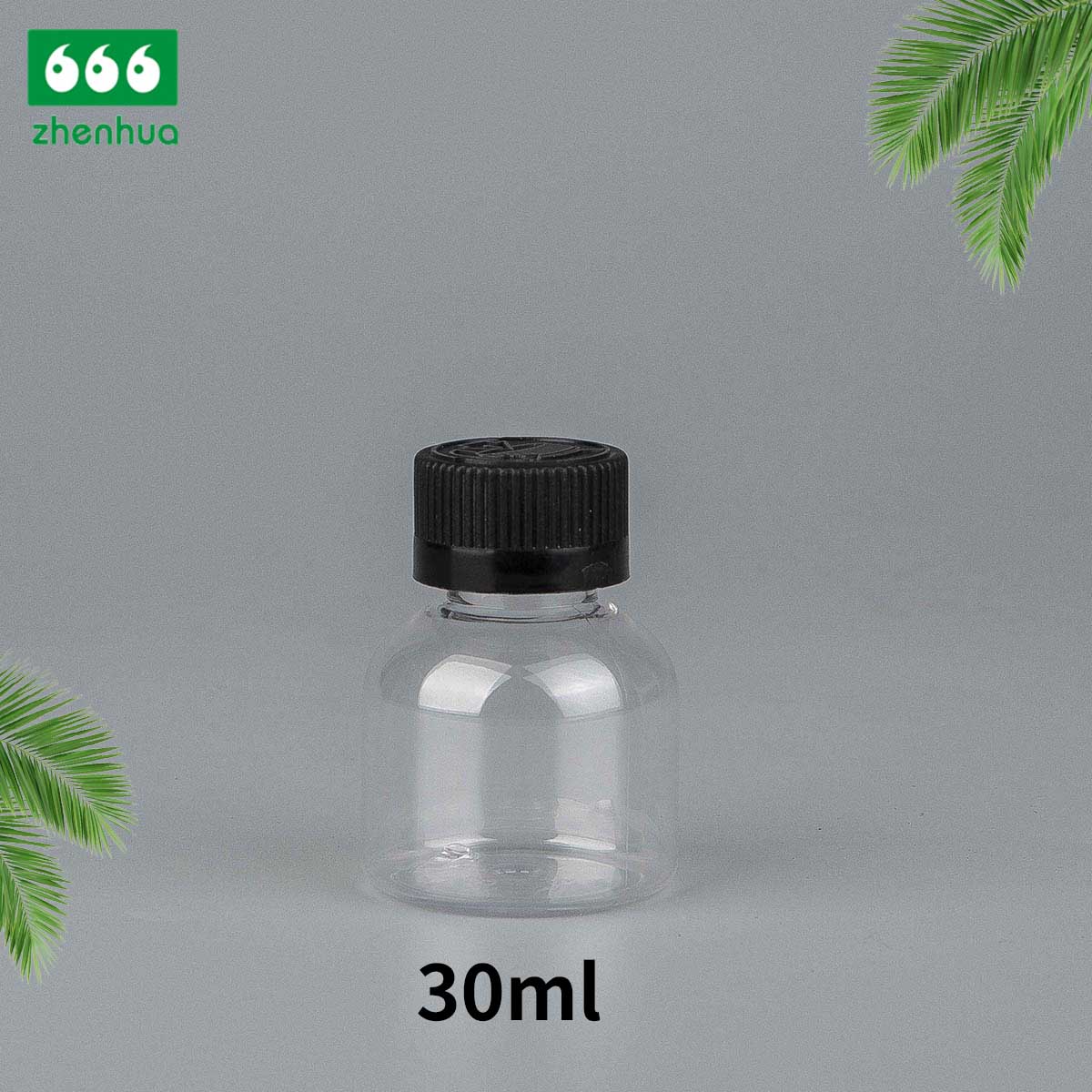 30ml 1oz Dumpy Round Transparent Plastic PET Mini Reagent Bottle with White PE Lined Screw Cap