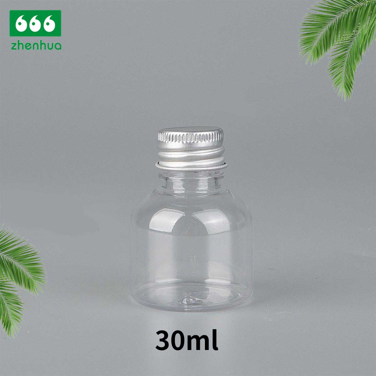 30ml 1oz Dumpy Round Transparent Plastic PET Mini Reagent Bottle with White PE Lined Screw Cap