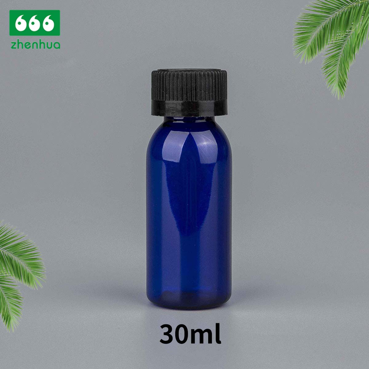 30ml 1oz Transparent /Dark Blue/Mint Green/Orange Plastic PET Mini Round Liquid Sample Bottle with White/Black Child Resistant Cap