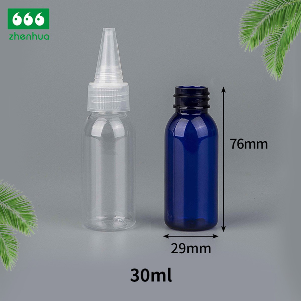 1oz 30ml Multi-color Transparent Plastic PET Round Mini Liquid Dispensing Squeezable Bottle with Flip Top Cap