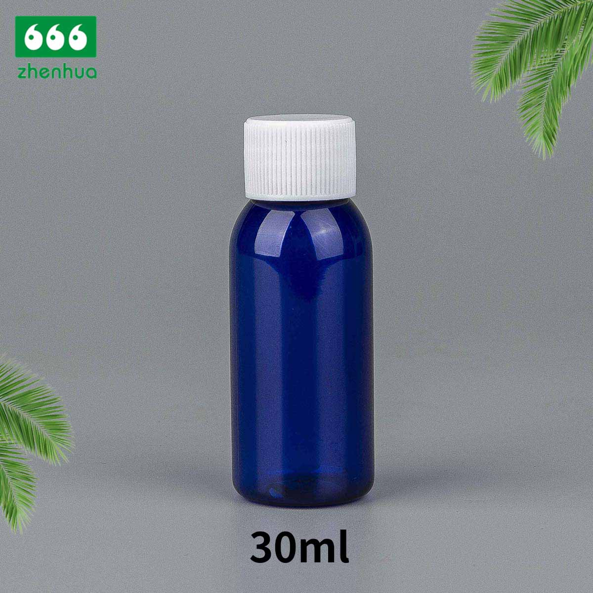 30ml 1oz Transparent /Dark Blue/Mint Green/Orange Plastic PET Mini Round Liquid Sample Bottle with White/Black Child Resistant Cap