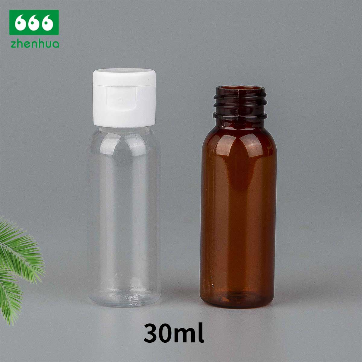 30ml 60ml 120ml 180ml 1oz 2oz 4oz 6oz Plastic PET Amber/Clear Round Cleaner Detergent Bottle with White Flip Top Cap