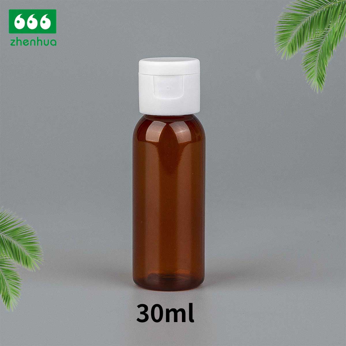 30ml 60ml 120ml 180ml 1oz 2oz 4oz 6oz Plastic PET Amber/Clear Round Cleaner Detergent Bottle with White Flip Top Cap