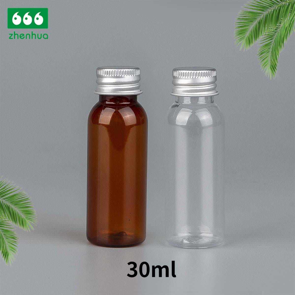 30ml/60ml/120ml/180ml 1oz/2oz/4oz/6oz Transparent/Amber/Mint Green Plastic PET Cosmetic Liquid Sealing Bottle with Screw Cap/Child Resistant Cap