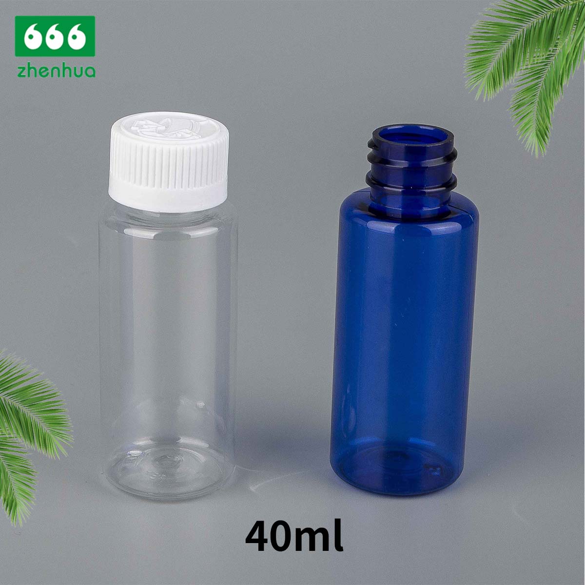 25ml 40ml 65ml PET/PCR Eco-friendly Plastic Round Serum Sample Bottle with White Turret Flip Cap