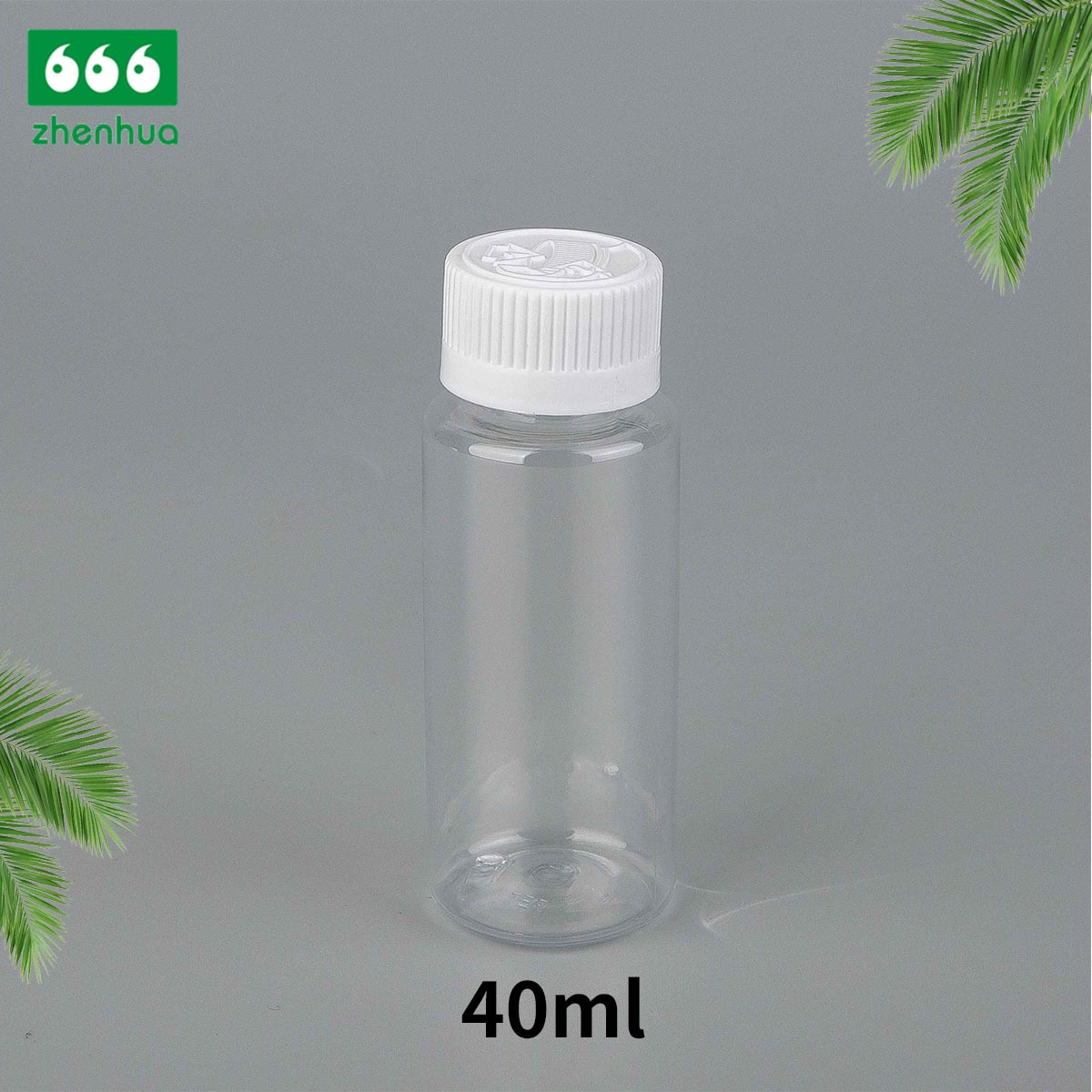 25ml 40ml 65ml PET/PCR Eco-friendly Plastic Round Serum Sample Bottle with White Turret Flip Cap