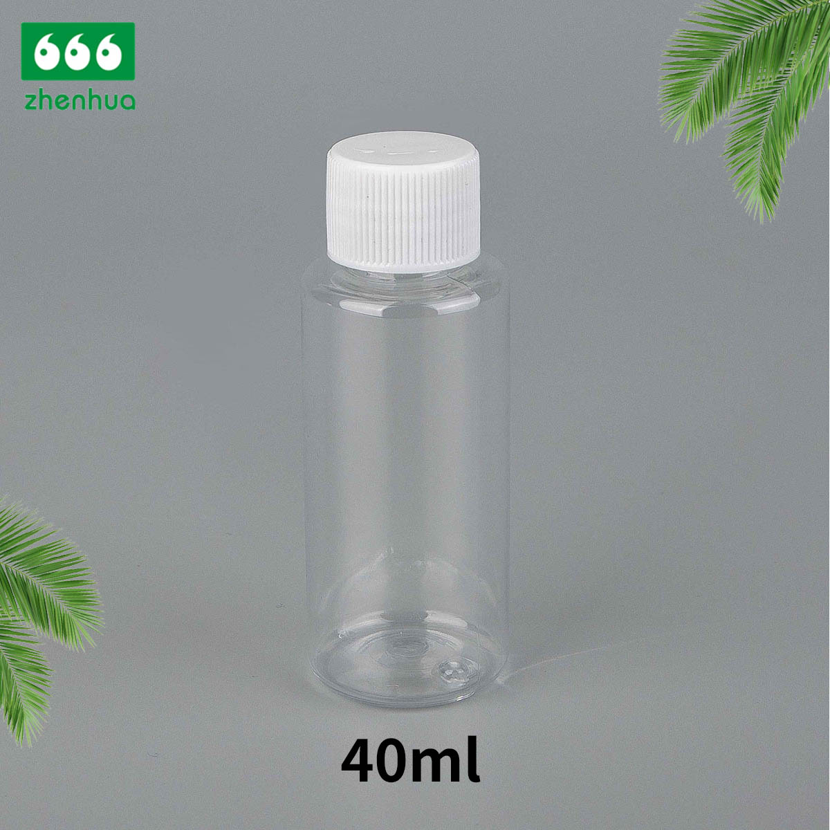 25ml 40ml 65ml PET/PCR Eco-friendly Plastic Round Serum Sample Bottle with White Turret Flip Cap