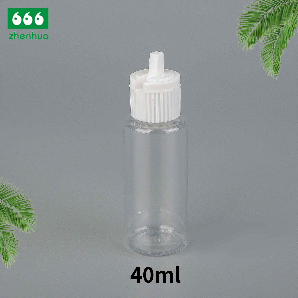 25ml 40ml 65ml PET/PCR Eco-friendly Plastic Round Serum Sample Bottle with White Turret Flip Cap