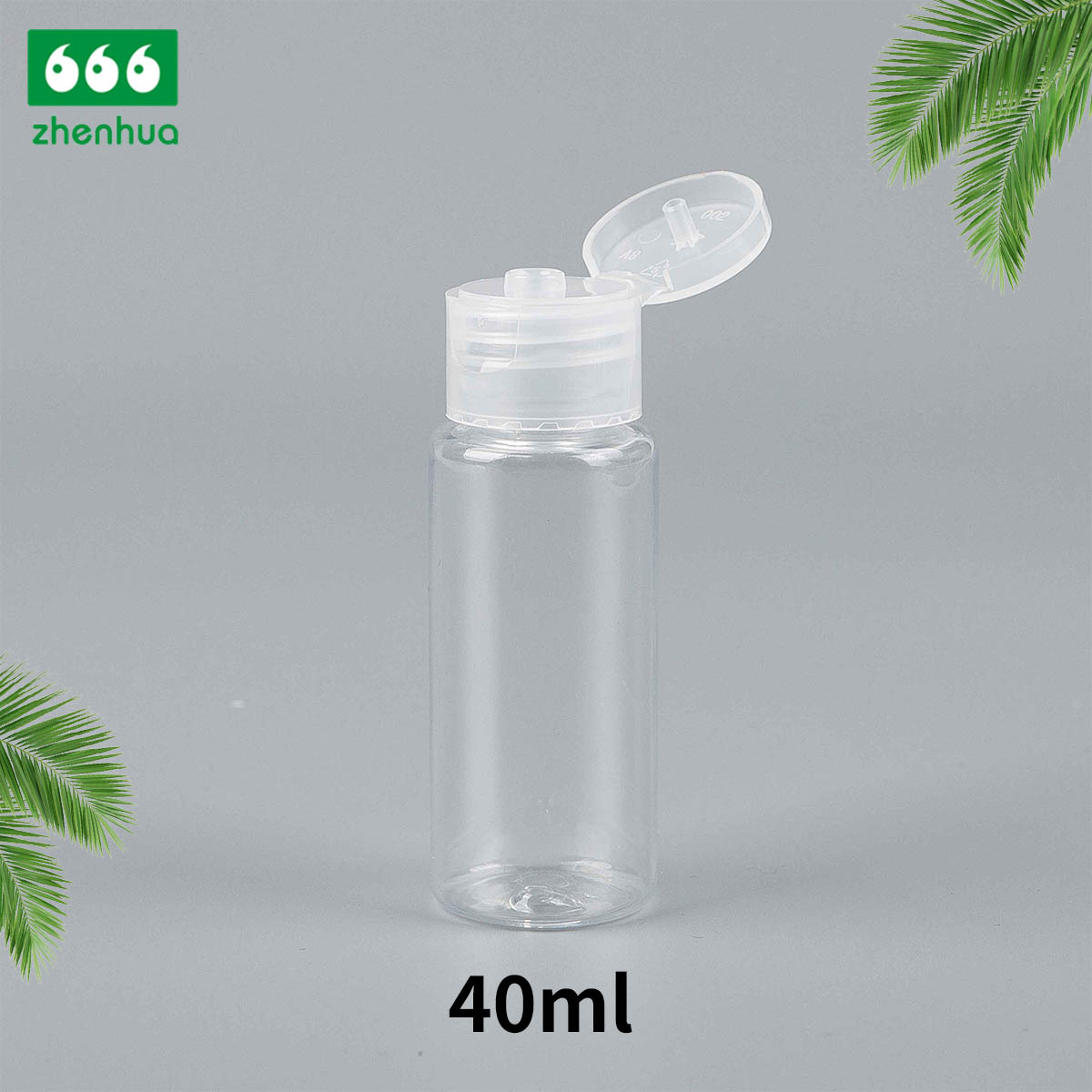 25ml 40ml 65ml PET/PCR Eco-friendly Plastic Round Serum Sample Bottle with White Turret Flip Cap