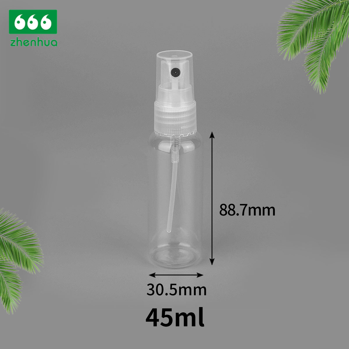 45ml 80ml 100ml 120ml Plastic Natural PET/PCR Bullet Bottle Personal Care Cosmetic Packaging Spray Bottle with White Mist Sprayer