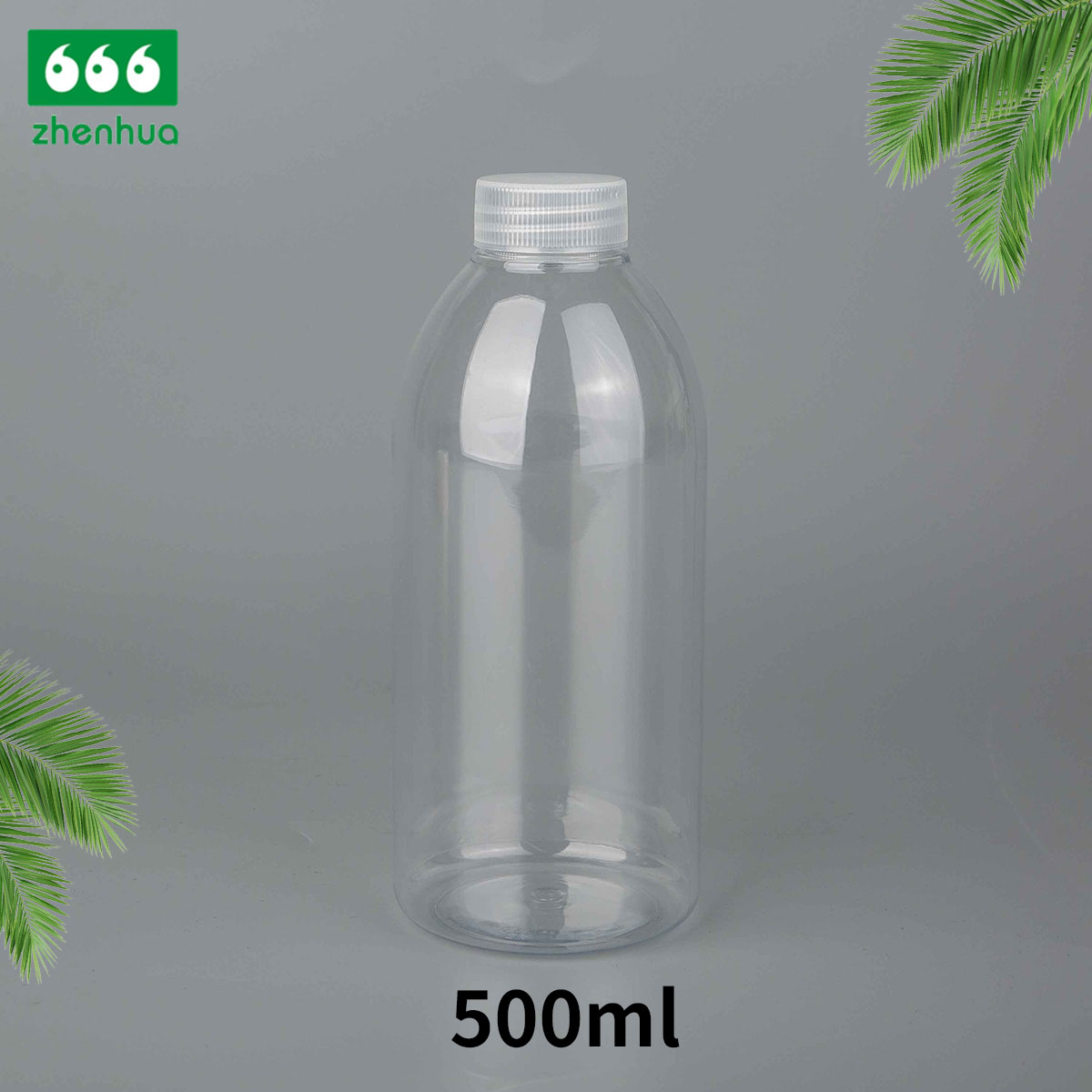 32/410 Finish 500ml 16oz Transparent Plastic PET Beverage Packaging Bottle with Smooth Screw Cap/Natural Lined Screw Cap