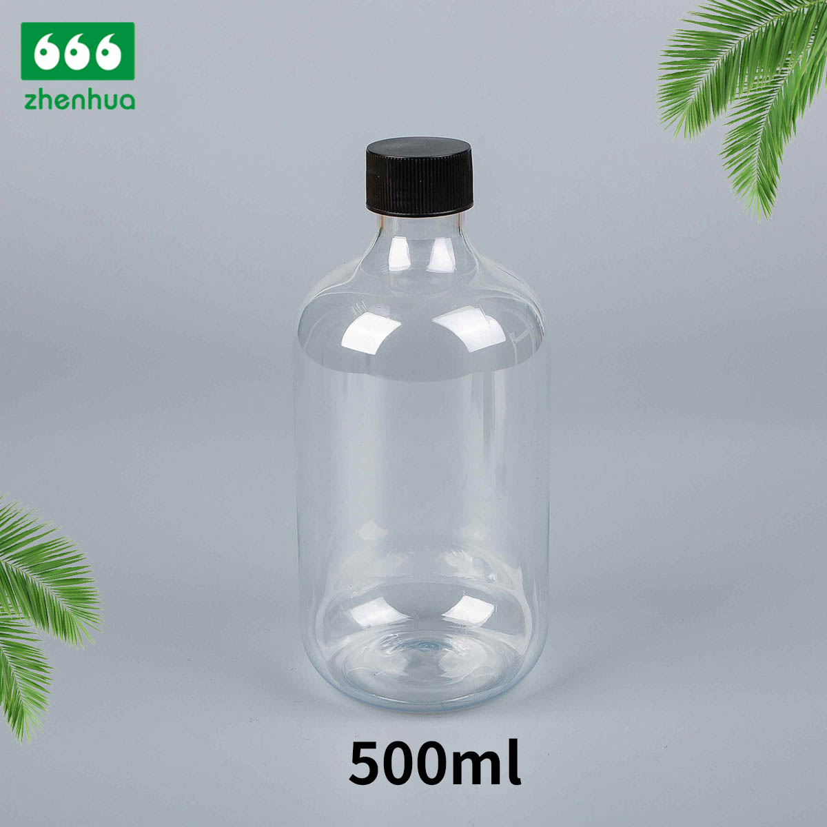 500ml 16oz Long Neck Transparent/Milky Plastic PET Round Juice Drink Bottle with Alumnium Screw Cap/Milky Screw Cap