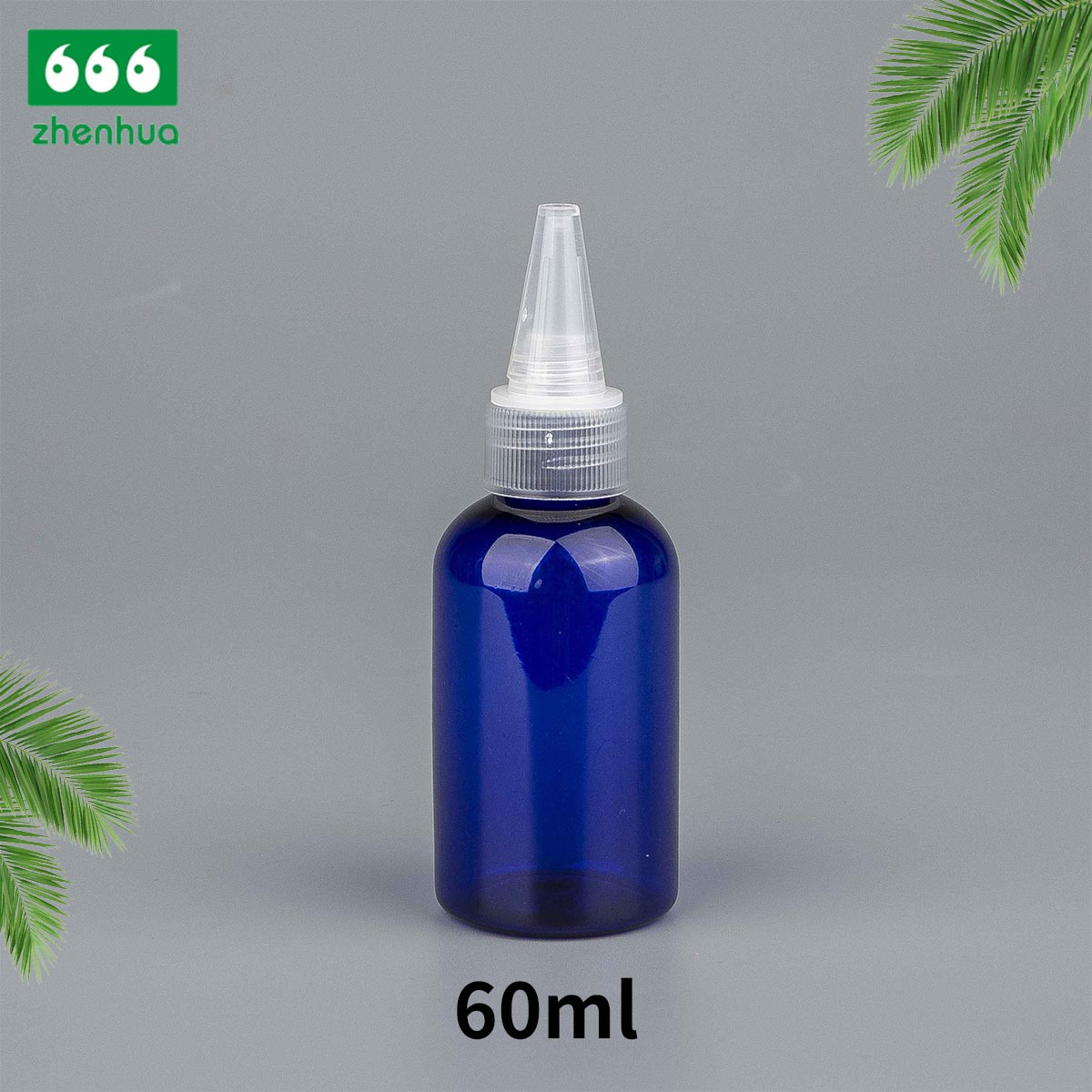 60ml 2oz Clear/Amber/Blue Plastic BOSTON Round Twist Top Bottle for Lubricant Packaging