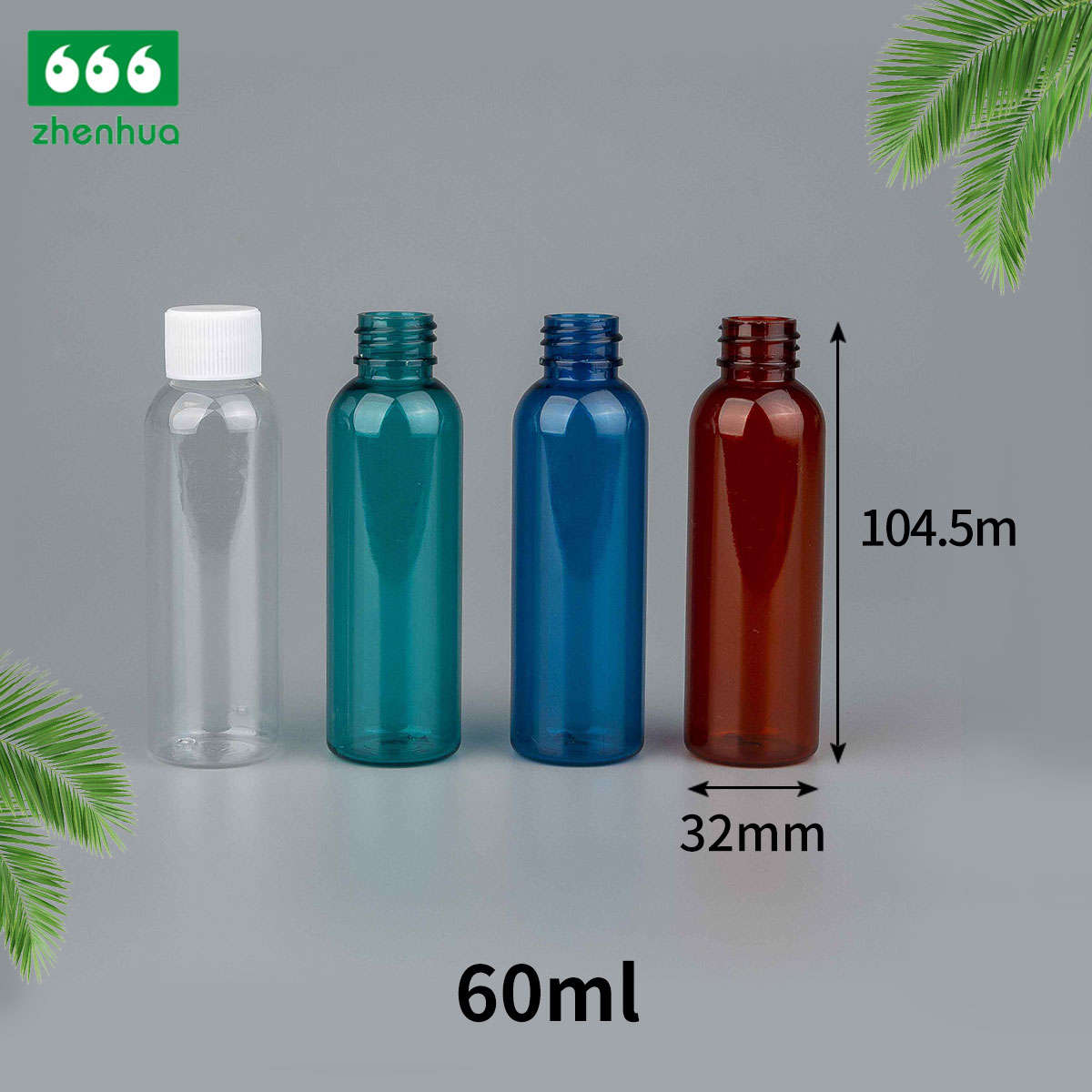 30ml/60ml/120ml/180ml 1oz/2oz/4oz/6oz Transparent/Amber/Mint Green Plastic PET Cosmetic Liquid Sealing Bottle with Screw Cap/Child Resistant Cap