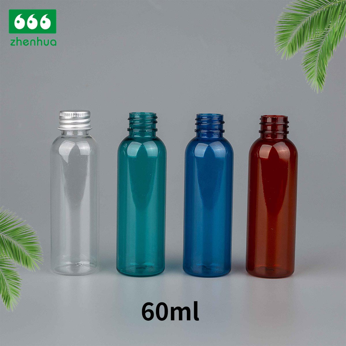 30ml/60ml/120ml/180ml 1oz/2oz/4oz/6oz Transparent/Amber/Mint Green Plastic PET Cosmetic Liquid Sealing Bottle with Screw Cap/Child Resistant Cap