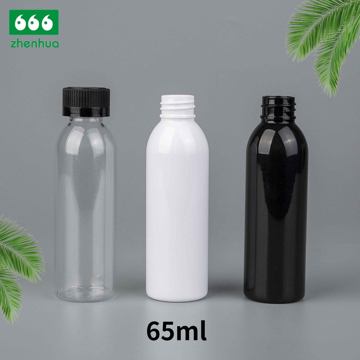 25ml 50ml 65ml Clear/Black/White PET Eco-friendly Plastic Round Bottle Fragrance Sample Mini Bottle with PE Screw Cap