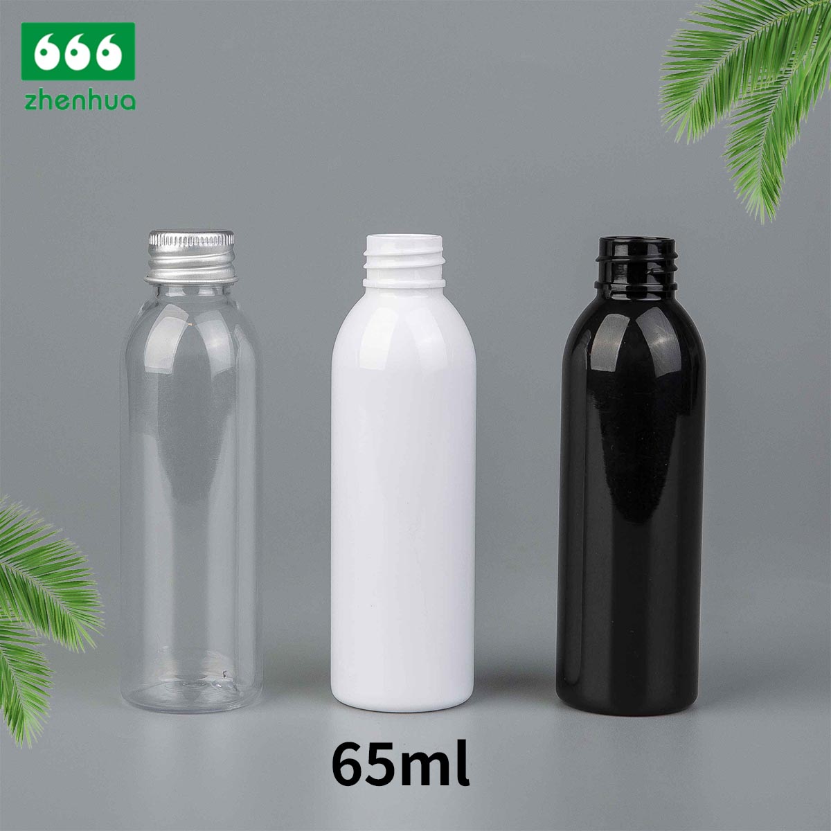 25ml 50ml 65ml Clear/Black/White PET Eco-friendly Plastic Round Bottle Fragrance Sample Mini Bottle with PE Screw Cap