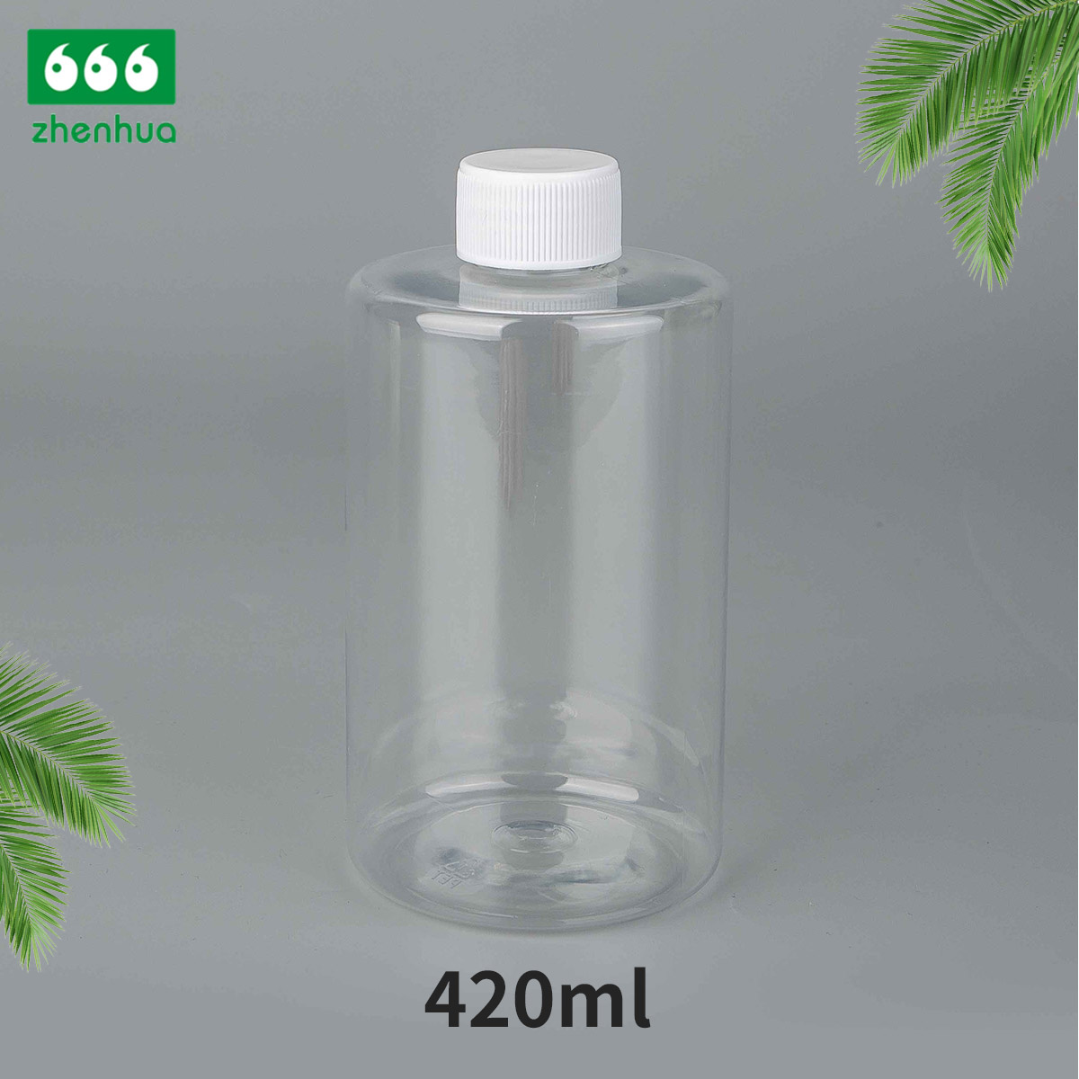 420ml/500ml 14oz/16oz Clear Plastic PET Cylinderical Daily Chemicals Liquid Bottle with White Ribbed Smooth Cap/CRC