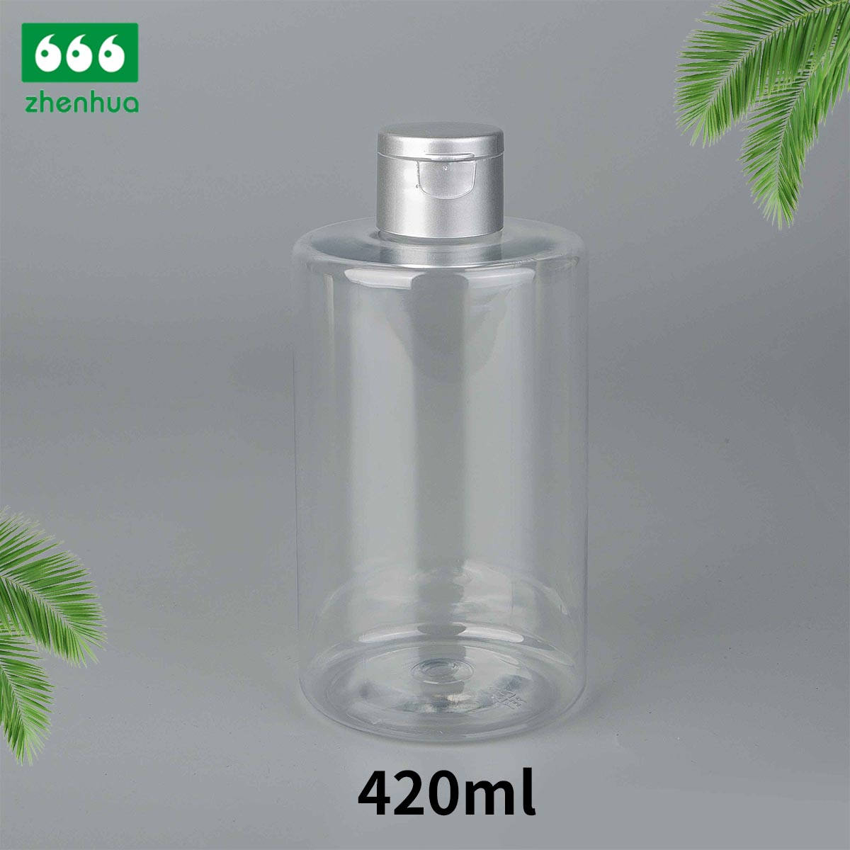 28/410 Finish 420ml/500ml 14oz/16oz Cylinder Transparent Plastic PET Large Volume Bottle for Shampoo Packaging with Black Flip Top Cap