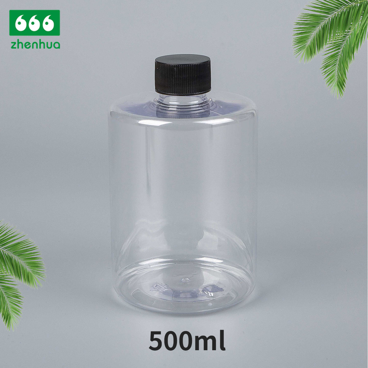 420ml/500ml 14oz/16oz Clear Plastic PET Cylinderical Daily Chemicals Liquid Bottle with White Ribbed Smooth Cap/CRC