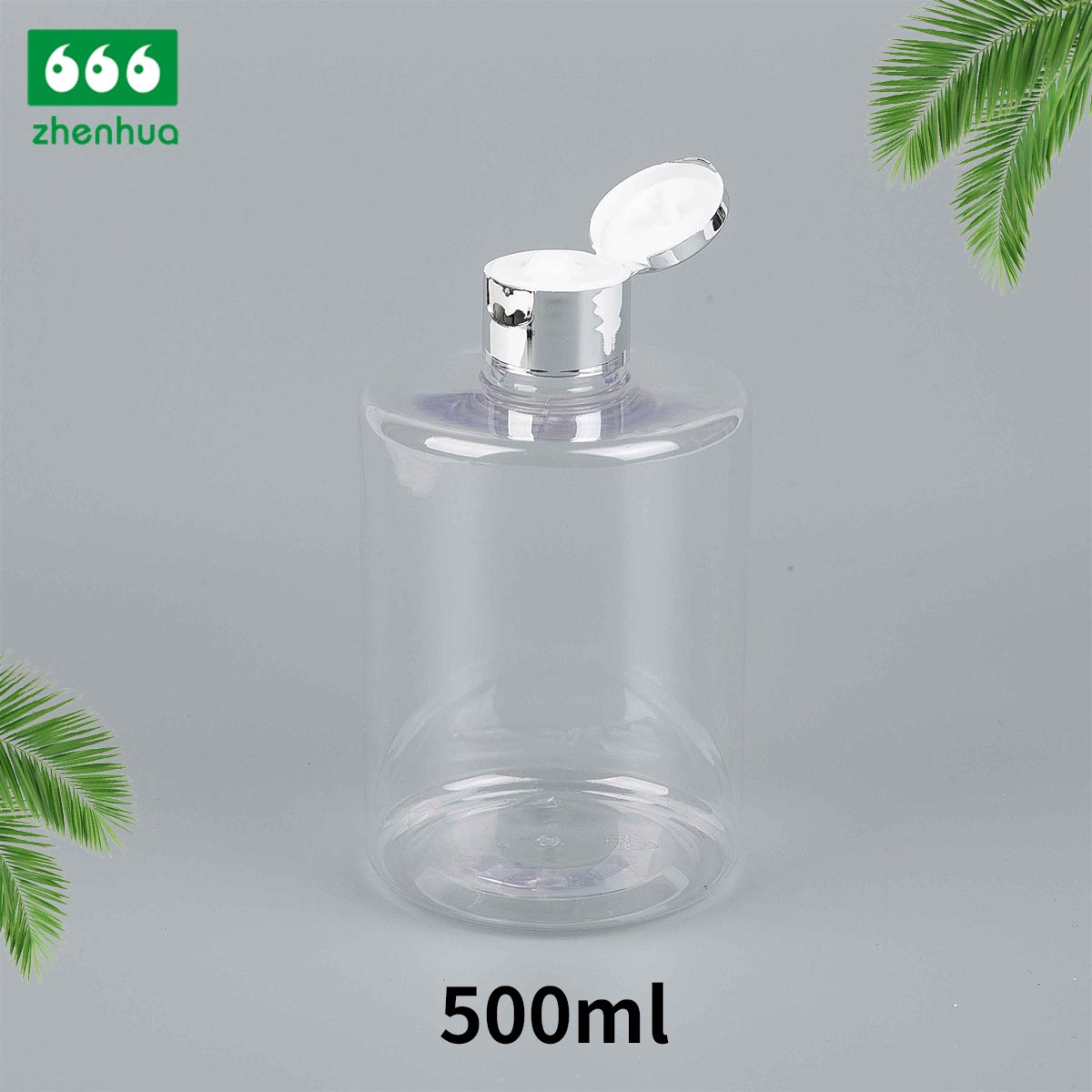 28/410 Finish 420ml/500ml 14oz/16oz Cylinder Transparent Plastic PET Large Volume Bottle for Shampoo Packaging with Black Flip Top Cap