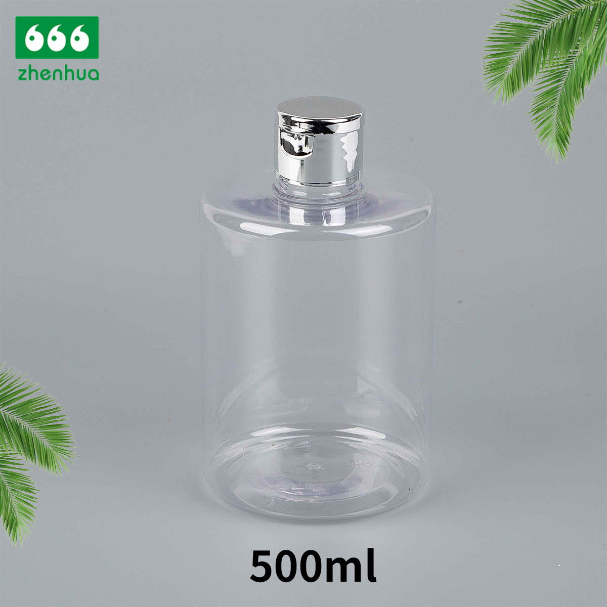 28/410 Finish 420ml/500ml 14oz/16oz Cylinder Transparent Plastic PET Large Volume Bottle for Shampoo Packaging with Black Flip Top Cap