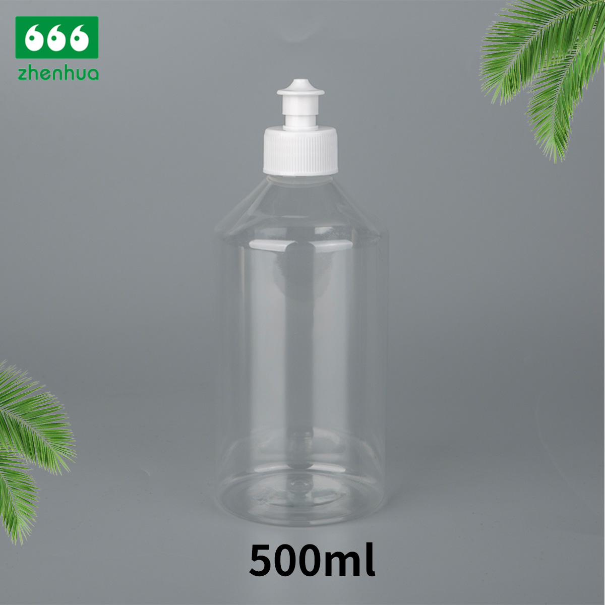 500ML 16OZ Clear Plastic PET Sloping Shoulder Bottle with Black Flip Top Cap