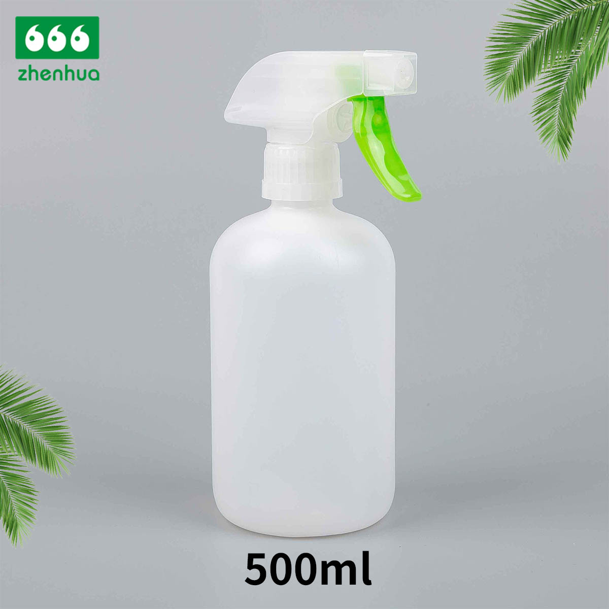 500ml 16oz HDPE Plastic Large Volume Detergent Round Spray Bottle with PE Trigger Gun Sprayer